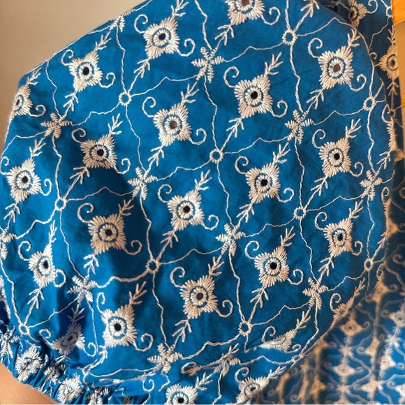 Rhode x Target | Blue Babydoll Eyelet Balloon Puff Sleeve Mini Dress - Picture 6 of 6